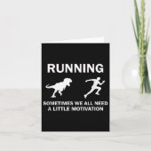 Running Motivation Raptor Chase Funny Dinosaur カード (正面)