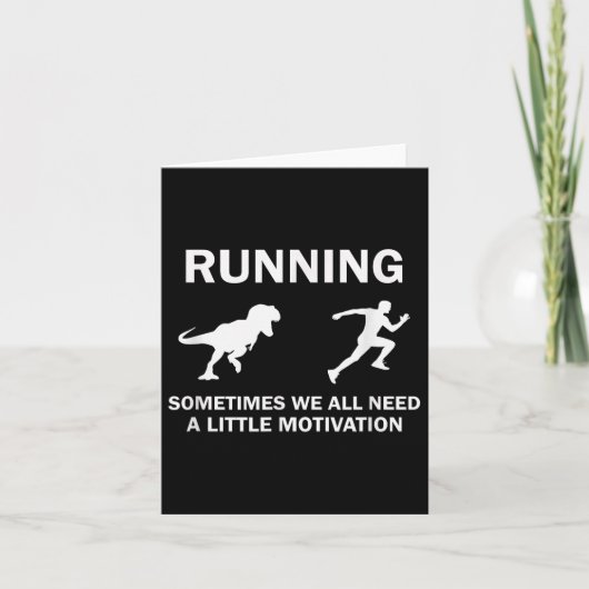 Running Motivation Raptor Chase Funny Dinosaur  カード (正面)