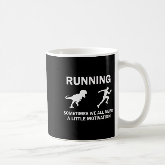 Running Motivation Raptor Chase Funny Dinosaur  コーヒーマグカップ (右)