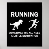 Running Motivation Raptor Chase Funny Dinosaur  ポスター (正面)