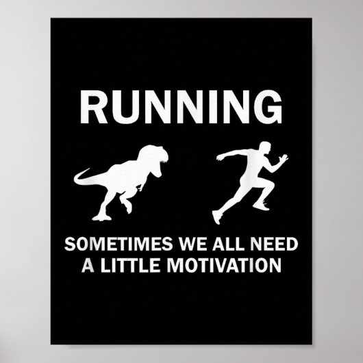 Running Motivation Raptor Chase Funny Dinosaur ポスター (正面)