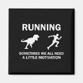 Running Motivation Raptor Chase Funny Dinosaur  マグネット (正面)