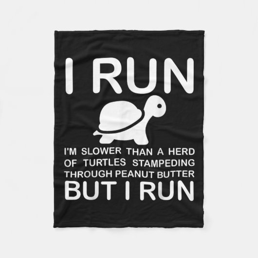Running Motivation Turtle  フリースブランケット (正面)