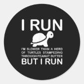 Running Motivation Turtle  ラウンドシール (正面)