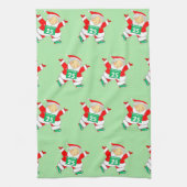 Running Mrs. Claus Racer Christmas キッチンタオル (縦)