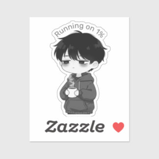 Running on 1 Percent Relatable Chibi Coffee Illust シール