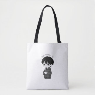 Running on 1 Percent Relatable Chibi Coffee Illust トートバッグ