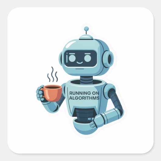 Running on Algorithms Funny Tech Sticker スクエアシール (正面)