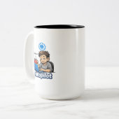 Running On Autopilot Funny Design – Coffee Lover H ツートーンマグカップ (正面左)