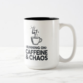 Running on Caffeine & Chaos ツートーンマグカップ