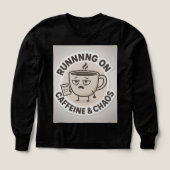 Running on Caffeine & Chaos Funny Coffee Sticker (デザイン正面)