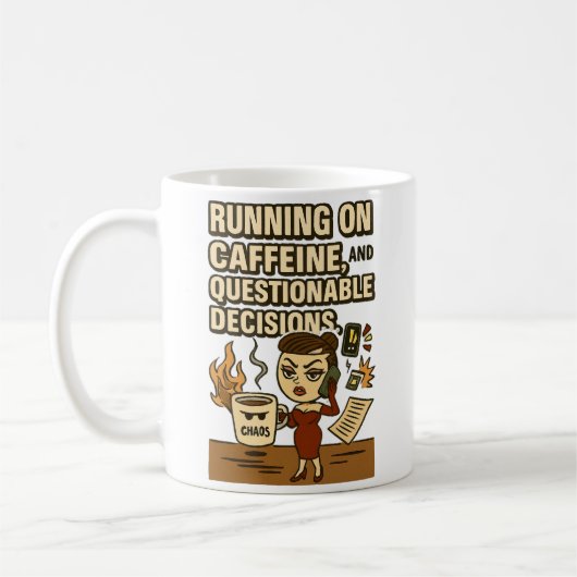 Running on Caffeine & Chaos Mug コーヒーマグカップ (左)