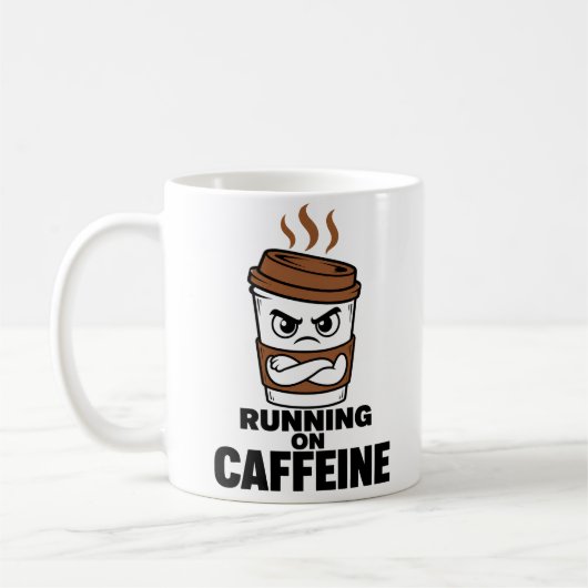 Running On Caffeine Funny Coffee Mug Gift コーヒーマグカップ (左)