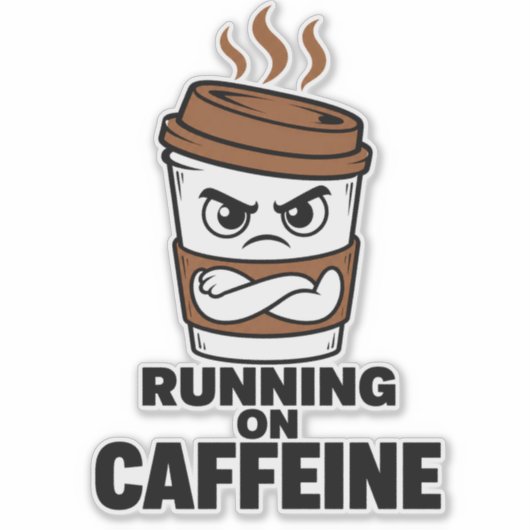 Running On Caffeine Funny Coffee Sticker シール (正面)