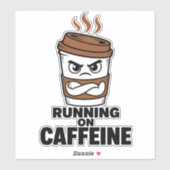 Running On Caffeine Funny Coffee Sticker シール (シート)