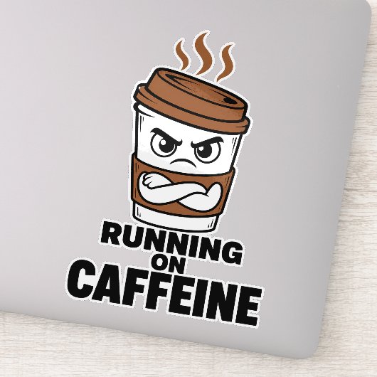 Running On Caffeine Funny Coffee Sticker シール (詳細)