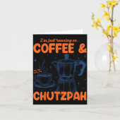 Running On Coffee & Chutzpah Retro Funny Jewis カード (黄色い花)