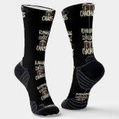 Running on Coffee and Chaos Funny Lifestyle Art ソックス (傾斜あり)