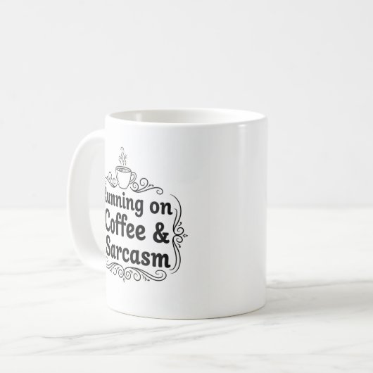 Running on Coffee & Sarcasm Mug – Funny  コーヒーマグカップ (正面左)