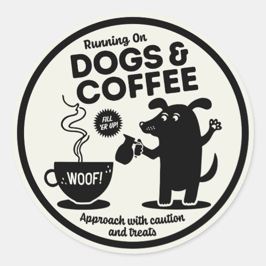 Running on Dogs and Coffee ラウンドシール (正面)