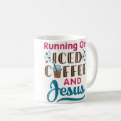 Running On Iced Coffee And Jesus Cold Brew Christi コーヒーマグカップ (正面右)