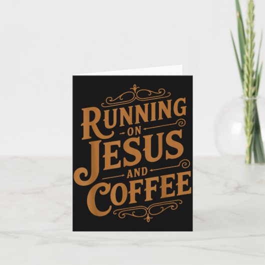 Running On Jesus And Coffee Funny Faith And Caffei カード (正面)