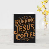 Running On Jesus And Coffee Funny Faith And Caffei カード (黄色い花)