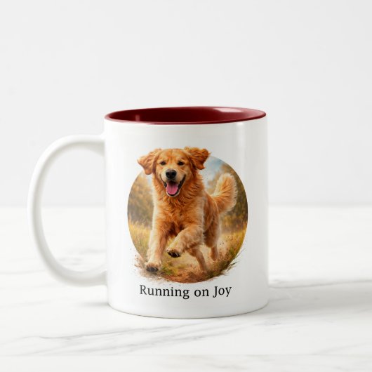Running on Joy Golden Retriever ツートーンマグカップ (左)