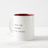 Running On Sunshine Happy Humor Two-Tone Mug ツートーンマグカップ (正面左)