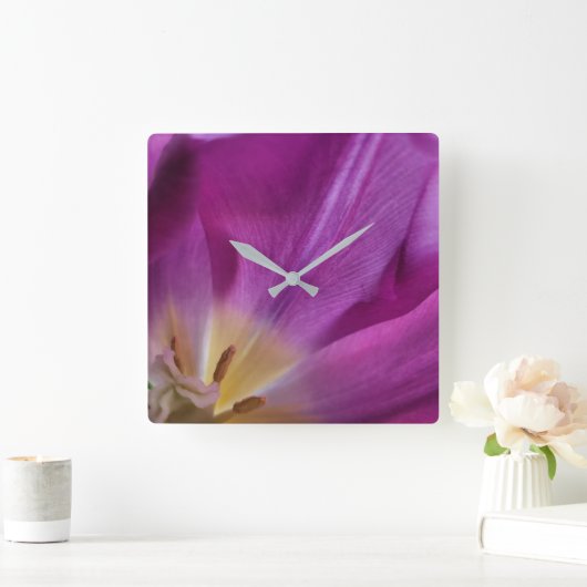 Running on Tulip Time, Square Acrylic Wall Clock スクエア壁時計 (ホーム)