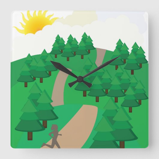 Running Outdoors スクエア壁時計 (正面)