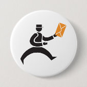 Running Postman Delivering Mail Postal Worker 缶バッジ (正面)