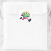 Running Printer with Flying Papers – Tech Humor スクエアシール (バッグ)