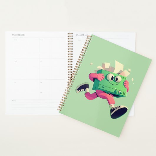 Running Printer with Flying Papers – Tech Humor プランナー手帳 (ディスプレー)