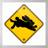 Running Rabbit Crossing Sign ポスター (正面)