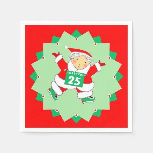 Running Runner Christmas Holiday スタンダードカクテルナプキン (正面)