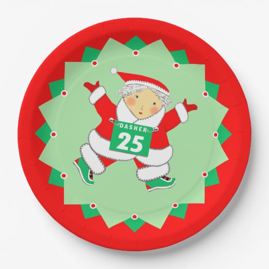 Running Runner Christmas Holiday ペーパープレート (正面)