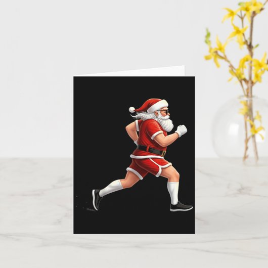 Running Santa Christmas Graphic Runner Run Maratho カード (黄色い花)