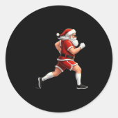 Running Santa Christmas Graphic Runner Run Maratho ラウンドシール (正面)