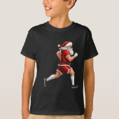 Running Santa Christmas Graphic Runner Run Maratho Tシャツ (正面)