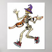 Running Skeleton Halloween Funny Runners Sport ポスター (正面)