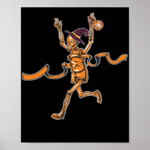 Running Skeleton Runners Funny Halloween Sport ポスター