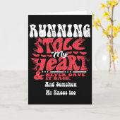 Running Stole My Heart ~ Funny Valentines Day  カード (黄色い花)