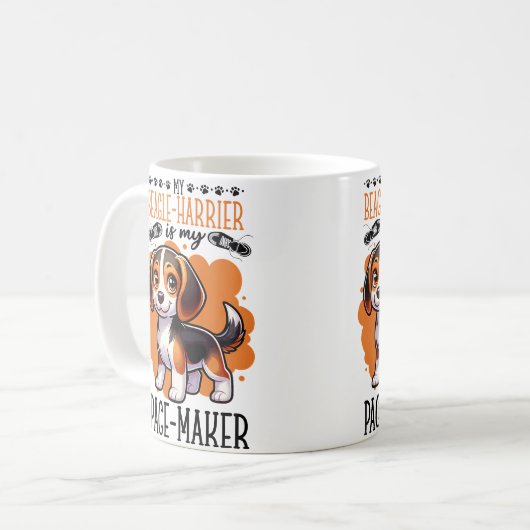 Running With Beagle-Harrier コーヒーマグカップ (正面左)