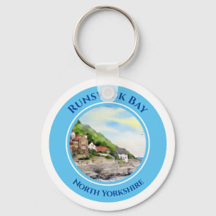 Runswick Bay North Yorkshire,イングランドの水彩画 キーホルダー