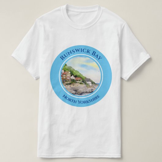 Runswick Bay North Yorkshire，イングランドの水彩画 Tシャツ (デザイン正面)