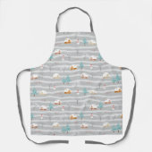 Rural Farm Winter Home Snowman Pine Trees Rustic エプロン (正面)