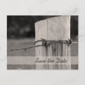 Rural Fence Post Country Wedding Save the Date 案内ポストカード (正面)