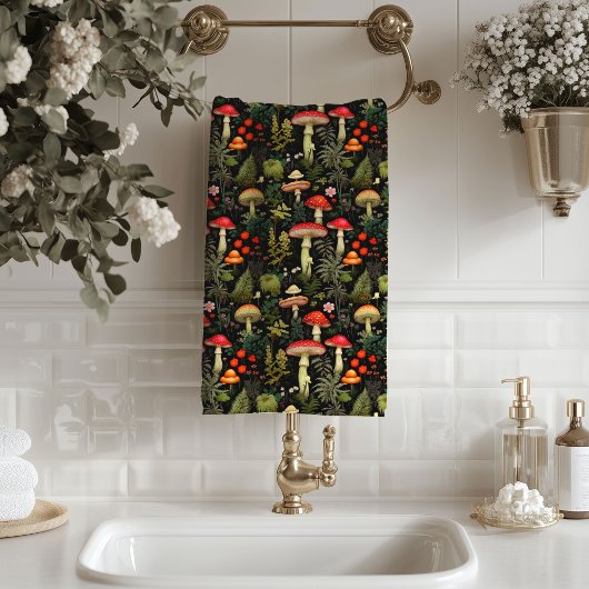 Rural Life Bath Towel Mushrooms in Warm Colors バスタオルセット