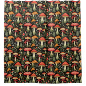Rural Life Curtain Mushrooms in a Rustic Palette シャワーカーテン (正面)